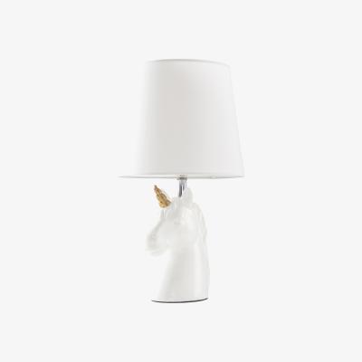 The Range Gloss White And Gold Ceramic Unicorn Table Lamp With White Light Shade - White