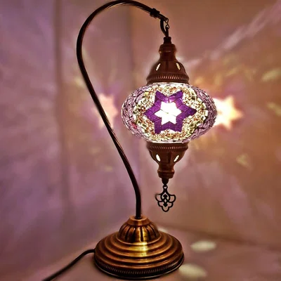 The Range Turkish Moroccan Table Desk Lamp Mosaic Glass - Style 5 - Purple
