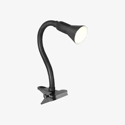 The Range Adjustable Clip-on Desk Lamp in Black with Table Clamp - Black