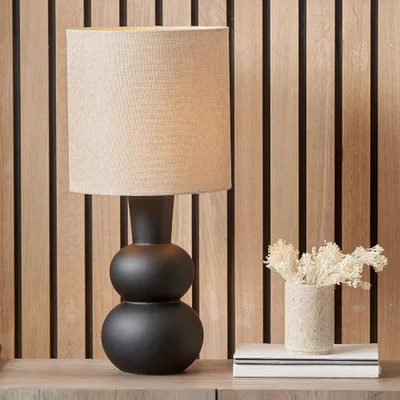 The Range Curved Bottle Ceramic Table Lamp - Black