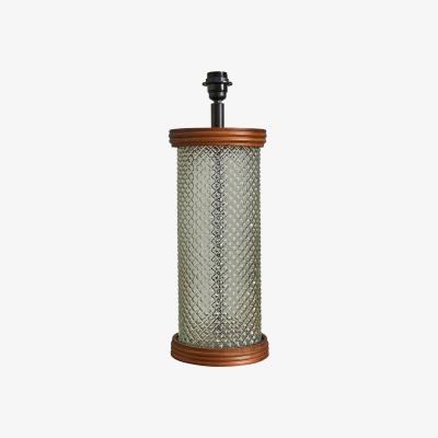The Range Large Classic Dark Wood And Textured Clear Glass Cylinder Table Lamp Base - Clear