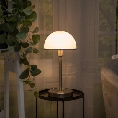 The Range Modern Designer Style Brushed Chrome And White Glass Table Lamp - Silver