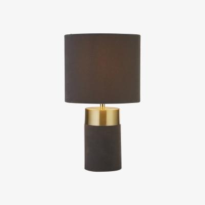 The Range Grey Velvet Table Lamp With Gold Detail - Grey