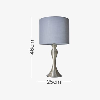 The Range Modern Brushed Chrome Spindle Design Table Lamp With Dark Grey Drum Shade - Brushed Chrome
