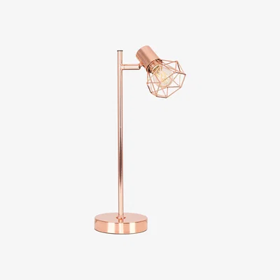 The Range Retro Style Metal Basket Cage Desk Lamp In Copper Finish - Copper