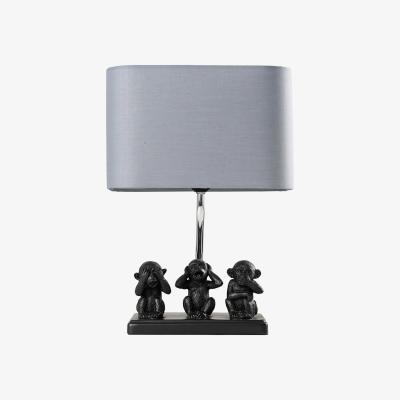 The Range Monkey Animal Quirky Modern Black Table Lamp With Grey Shade - Black