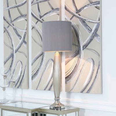 The Range Taupe Pearl Glass Table Lamp With Grey Shade - Taupe and Grey