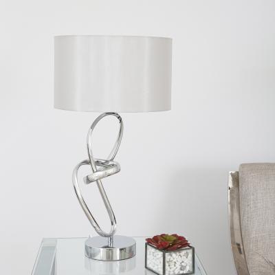 The Range Metal Unique Chrome Link Table Lamp with Silver Shade - Champagne and Grey