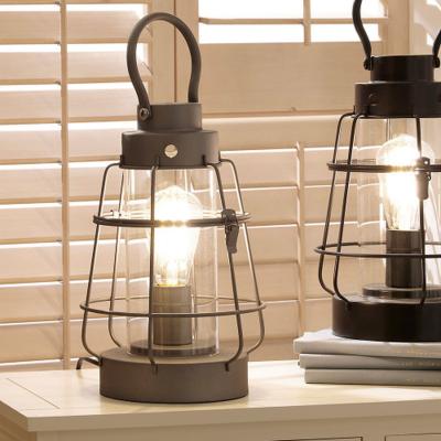 The Range Metal and Glass  Oil Lantern Table Lamp - Silver