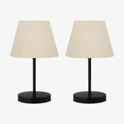 The Range Pu Table Lamp Set of 2 Cream Fabric Shade - Cream & Black