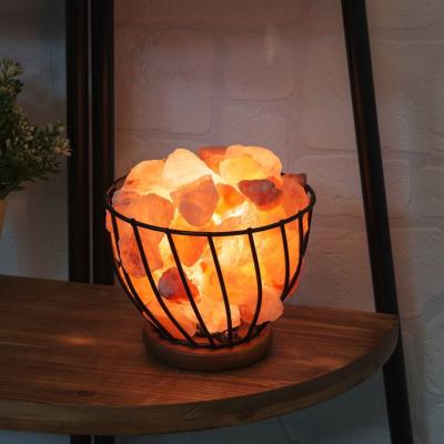 The Range Himalayan Salt Rock In Black Basket Lamp - Black