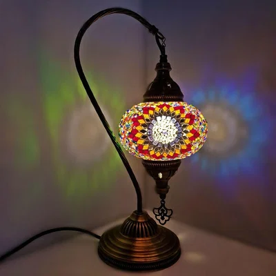 The Range Turkish Moroccan Table Desk Lamp Mosaic Glass CE - Style 3 - Red