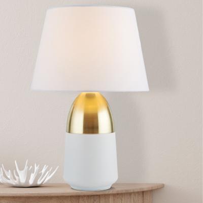 The Range Brushed Brass White Touch Table Lamp - Yellow