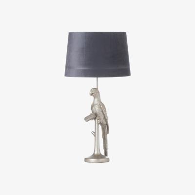 The Range Percy The Parrot Silver Lamp With Grey Velvet Shade Whimsical Decor - Silver