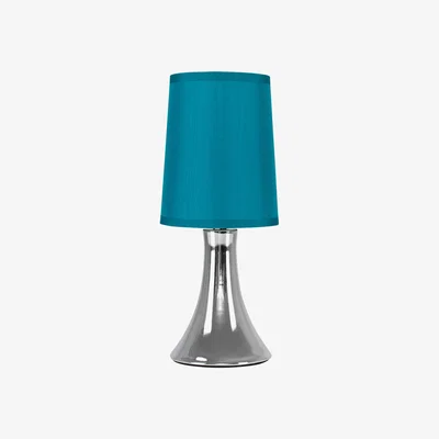 The Range Modern Chrome Trumpet Touch Table Lamp With Turquoise Teal Fabric Shade - Silver