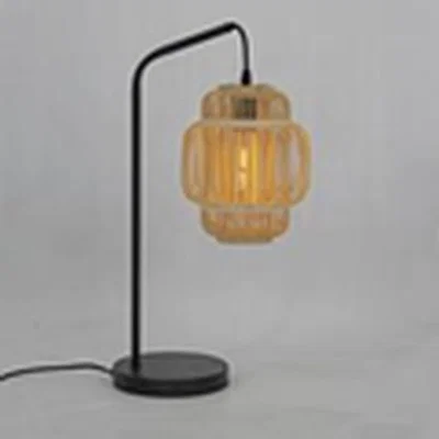 The Range Black Table Lamp With Bamboo Frame Shade - Black