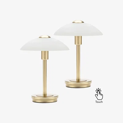 The Range Pack of 2 Alabaster Shade Touch Table Lamps - Satin Brass