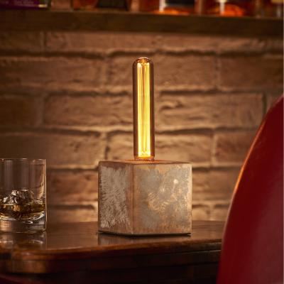 The Range Auraglow Mysa Bronzed Effect Stone Cement Bedside Lamp - Bronze / T30 LED Bulb
