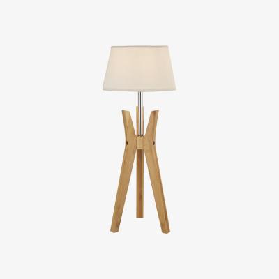 The Range Light Wood Table Lamp Base Cream Linen Shade - Brown
