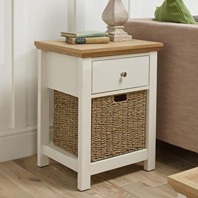The Range Burton Lamp Table With 1 Drawer - Cream/Oak