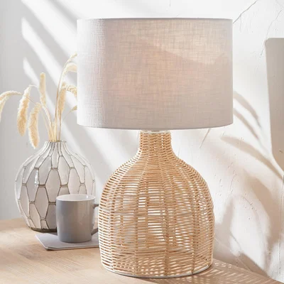 The Range Natural Wicker Table Lamp With Shade - Natural