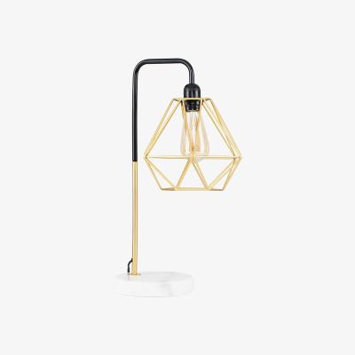 The Range Talisman Industrial Black Table Lamp With Gold Metal Basket Cage Shade - Black