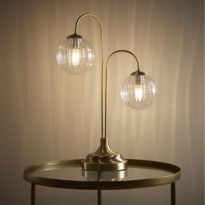 The Range New Haven Antique Brass Table Lamp with Glass Globe Shades - Antiqye Brass