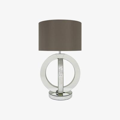 The Range Double Ring Table Lamp with Taupe Shade - Silver