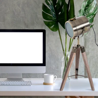 The Range Vintage Tripod Table Desk Lamp - Wood Bronze