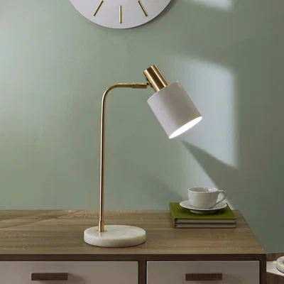 The Range Marble and Gold Table Lamp For Living Room - White