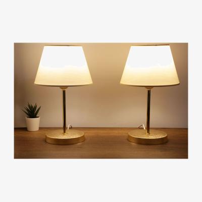 The Range Lara Table Lamp Set of 2 White Fabric Shade - White & Gold