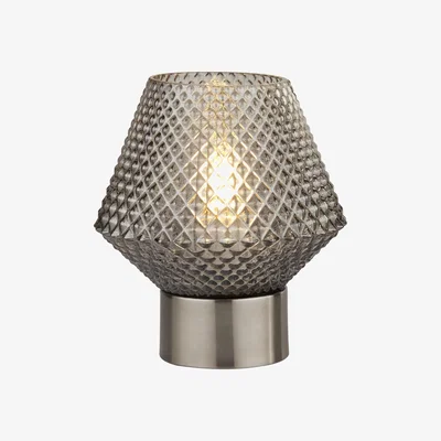 The Range Textured Smoked Glass Table Lamp - Black