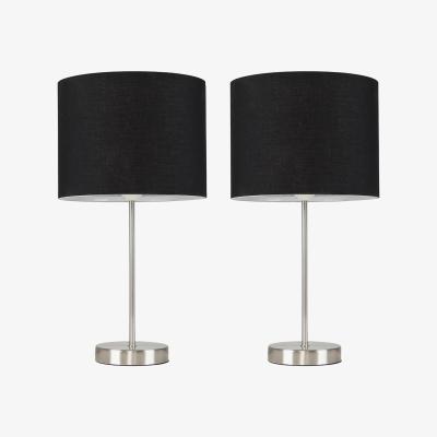 The Range Charlie Pair of Silver Table Lamps With Small Black Shade - Silver
