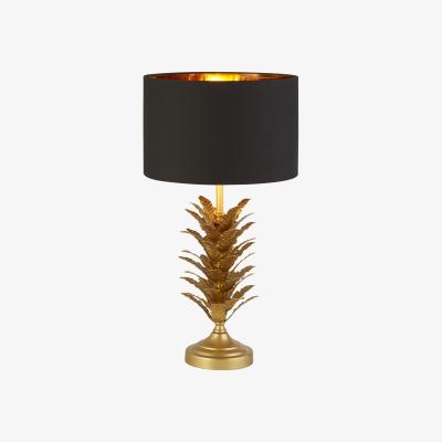 The Range Gold Leaf Base Table Lamp With Black Shade - Yellow