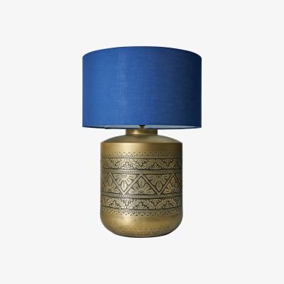 The Range Taroda Floral Gold Table Lamp With Blue Shade - Gold