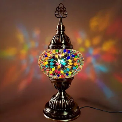 The Range Turkish Moroccan Table Desk Lamp Mosaic Glass CE - Item 8 - Teal