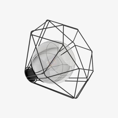 The Range Vernham Caged Black Table Lamp with Smoked Black Glass - Black