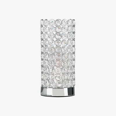 The Range Modern Chrome And Clear Acrylic Jewel Cylinder Touch Table Lamp - Silver