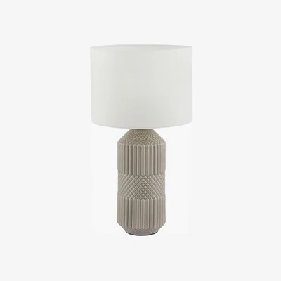 The Range Geometric Textured Tall Ceramic Table Lamp - Grey