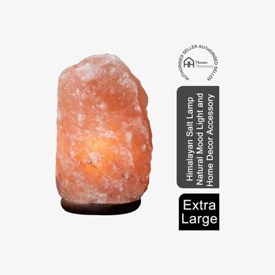 The Range Haven Himalayan Crystal Handcrafted Salt Lamp Wooden Base, Extra Large - Pink
