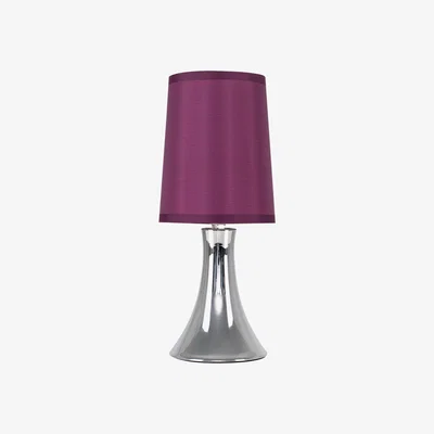 The Range Modern Chrome Trumpet Touch Table Lamp With Purple Fabric Shade - Silver