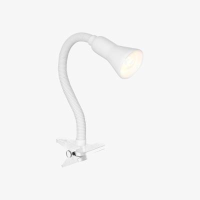 The Range Adjustable White Flex Clip-On Desk Lamp with Clamp - White