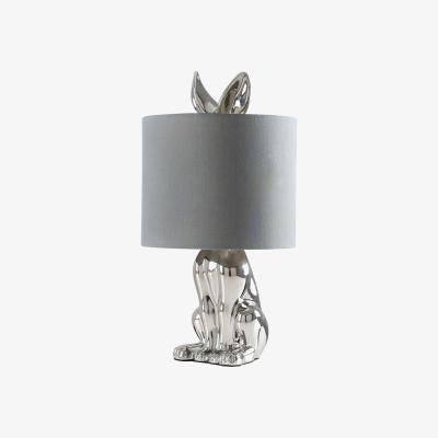 The Range Modern Chrome Ceramic Rabbit Hare Animal Table Lamp With Grey Shade - Silver
