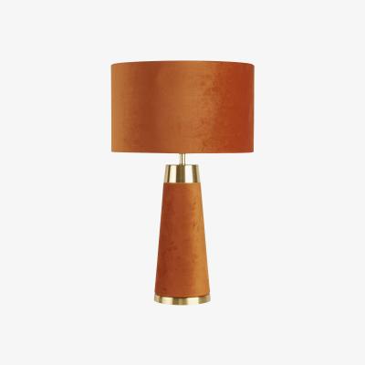 The Range Velvet and Satin Brass Table Lamp  - Orange