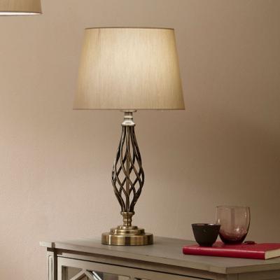 The Range Brass Twist Base Table Lamp With Champagne Polysilk Shade - Gold
