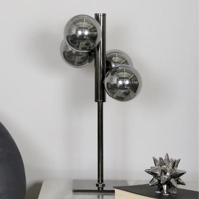 The Range Gunmetal Table Lamp With Smoked Glass Shade - Grey/Gunmetal