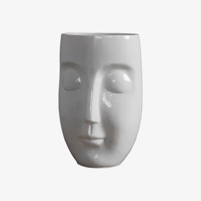 The Range White Bone China Sculpted Face Design Table Lamp - White