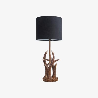 The Range Intertwined Caribou Antler Design Table Lamp Rustic Finish With Black Shade - Brown