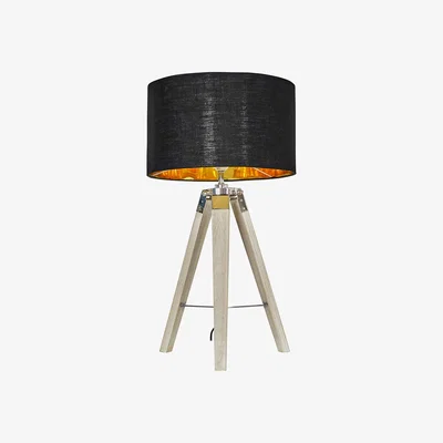 The Range Clipper Brown Table Lamp Black Shade - Brown