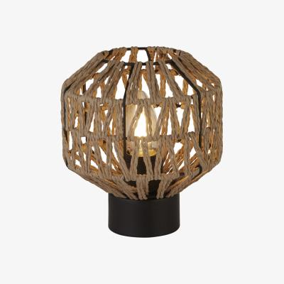 The Range Natural Rattan Shade And Black Base Table Lamp - Black